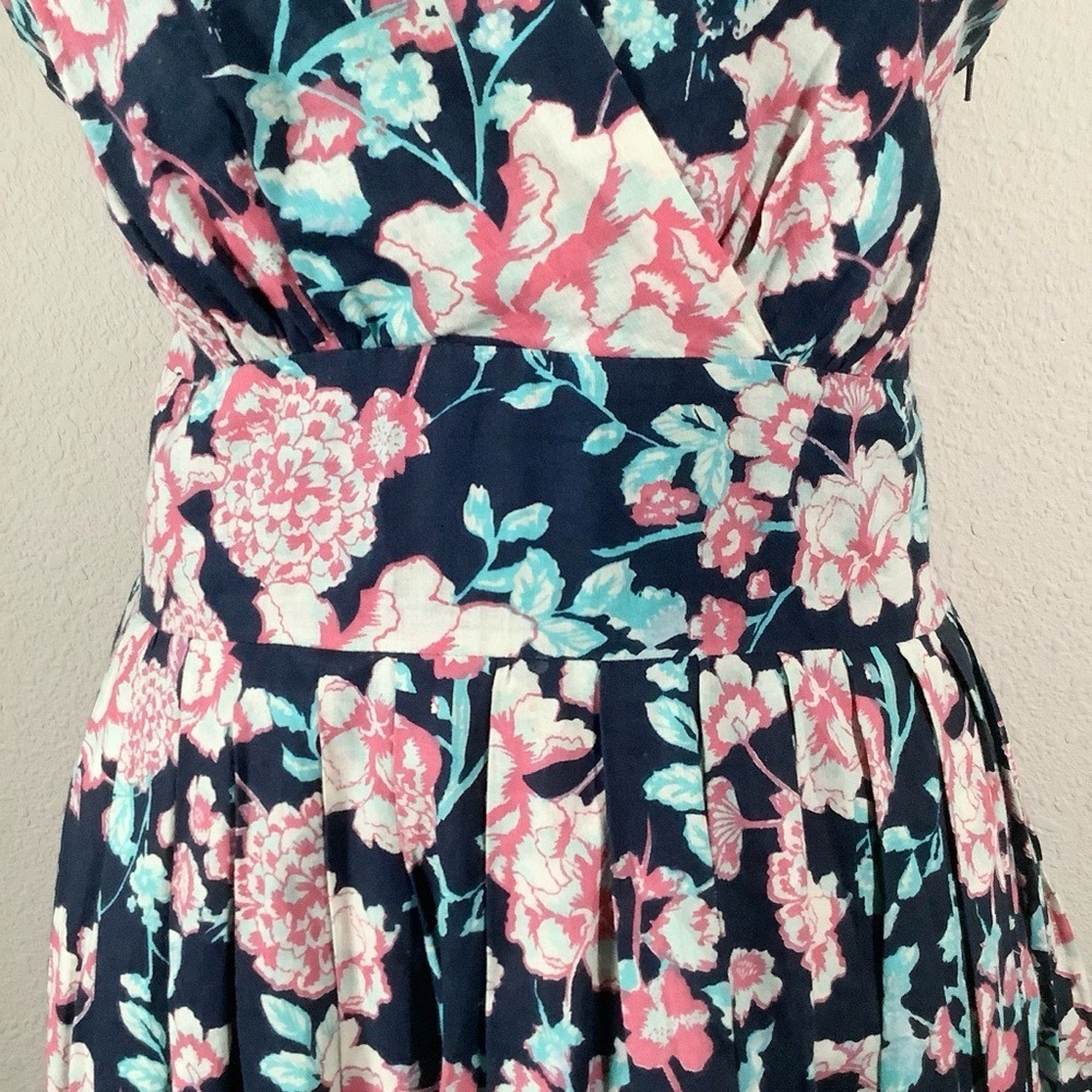DIVA DOLLZ Fit & Flare Floral Cotton Dress M Retro Pinup Cottagecore Boho Navy - Picture 10 of 14